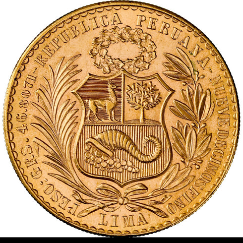 ペルー 1955年 女神座像 100ソル金貨 MS62:8662804-009