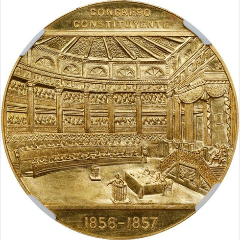 メキシコ 1957年 憲法制定100周年記念 金メダル MS66:8662225-007