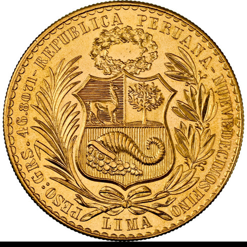ペルー 1957年 女神座像 100ソル金貨 MS63:8662806-001