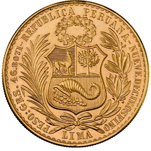 ペルー 1959年 女神座像 100ソル金貨 MS63:8662806-002