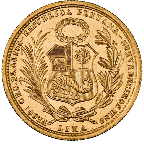 ペルー 1959年 女神座像 50ソル金貨 MS65:8662806-017