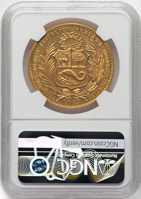 ペルー 1960年 女神座像 100ソル金貨 AU Details:8662804-008