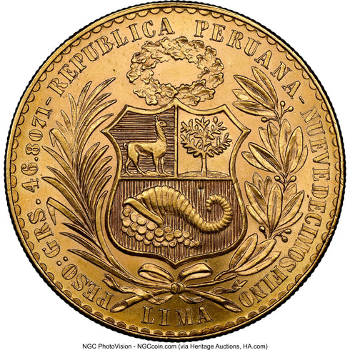 ペルー 1960年 女神座像 100ソル金貨 MS62:8523265-014