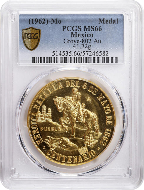 メキシコ 1962年 プエブラの会戦 勝利100周年記念 金メダル MS66:57246582