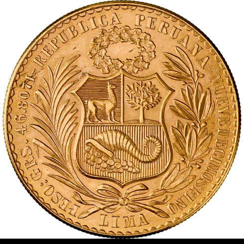 ペルー 1963年 女神座像 100ソル金貨 MS62:8662804-005