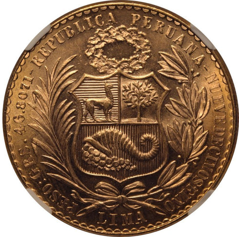 ペルー 1964年 女神座像 100ソル金貨 MS64:2148852-041