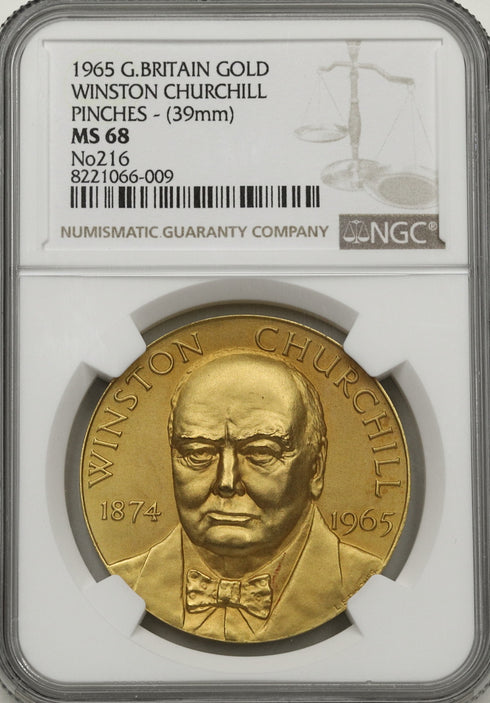 イギリス 1965年 ウィンストン・チャーチル 追悼記念 金メダル MS68:8221066-009