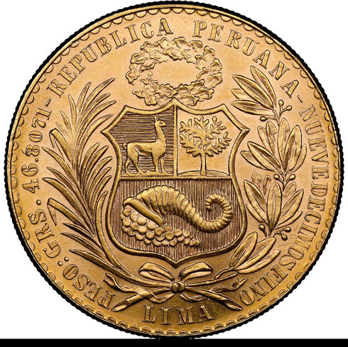 ペルー 1965年 女神座像 100ソル金貨 MS62:8523265-010