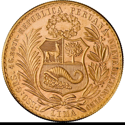 ペルー 1965年 女神座像 100ソル金貨 MS63:8662804-019