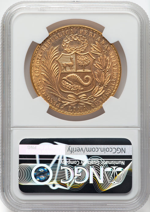 ペルー 1965年 女神座像 100ソル金貨 MS63:8662804-019