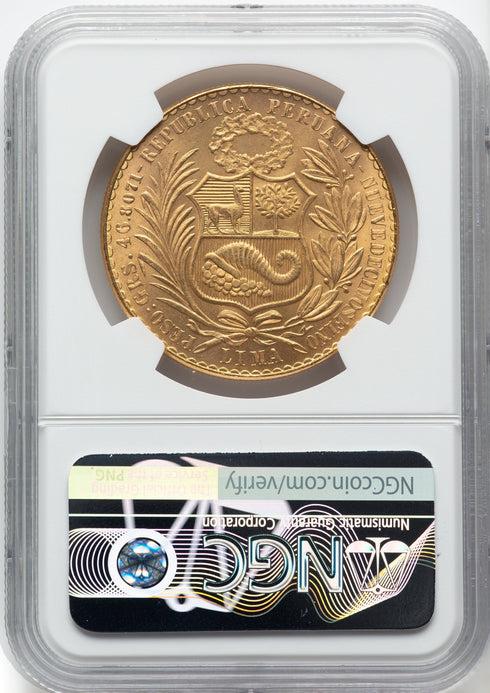 ペルー 1965年 女神座像 100ソル金貨 MS64:8523265-005