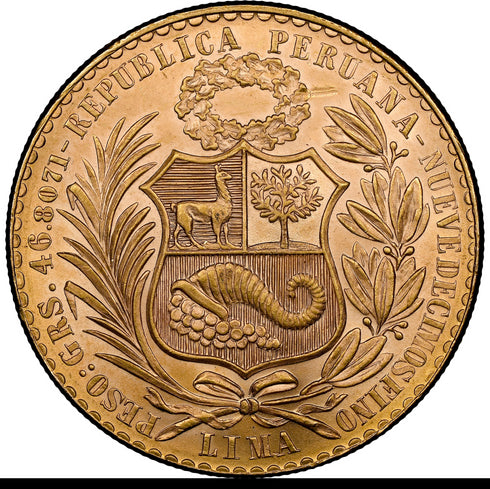 ペルー 1965年 女神座像 100ソル金貨 MS64:8523265-009