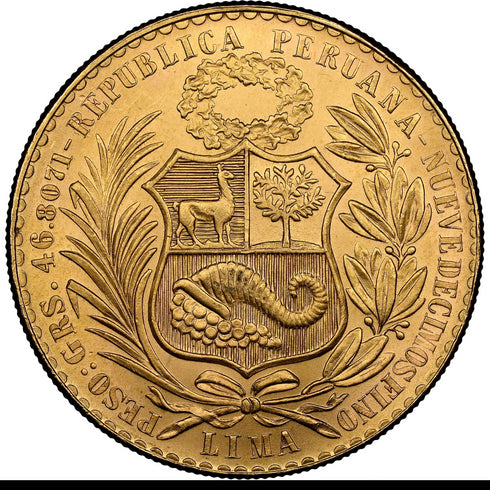 ペルー 1965年 女神座像 100ソル金貨 MS66:8523265-004