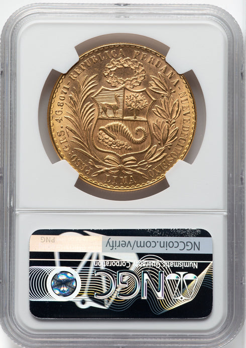 ペルー 1965年 女神座像 100ソル金貨 MS63:8523265-001