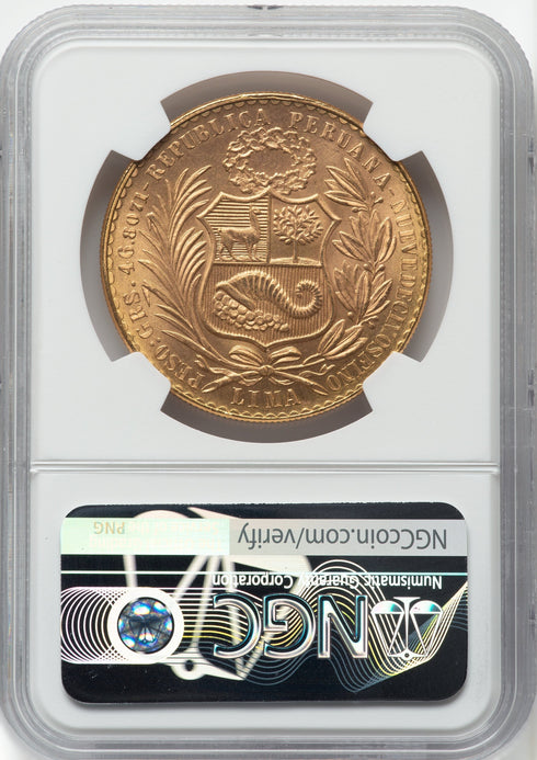 ペルー 1966年 女神座像 100ソル金貨 MS64:8523266-001