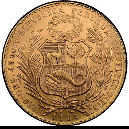 ペルー 1966年 女神座像 100ソル金貨 MS64:8523266-005