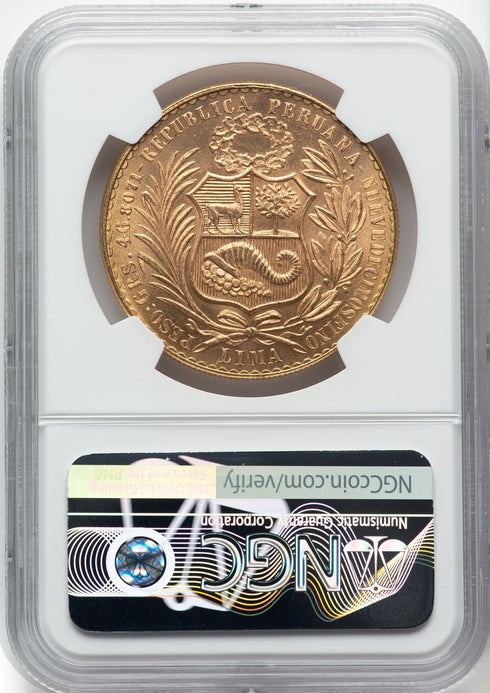 ペルー 1966年 女神座像 100ソル金貨 MS64:8523266-006