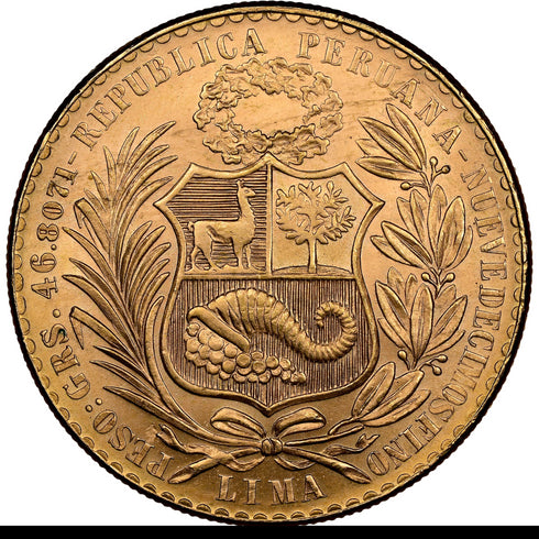 ペルー 1966年 女神座像 100ソル金貨 MS64:8523266-010