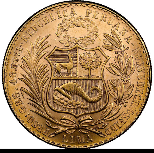 ペルー 1966年 女神座像 100ソル金貨 MS65:8523266-002