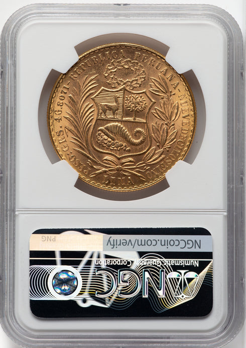 ペルー 1966年 女神座像 100ソル金貨 MS63:8523265-020