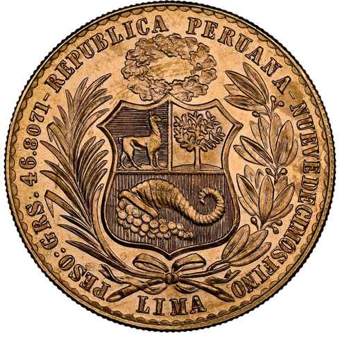 ペルー 1967年 女神座像 100ソル金貨 MS65:8523266-015