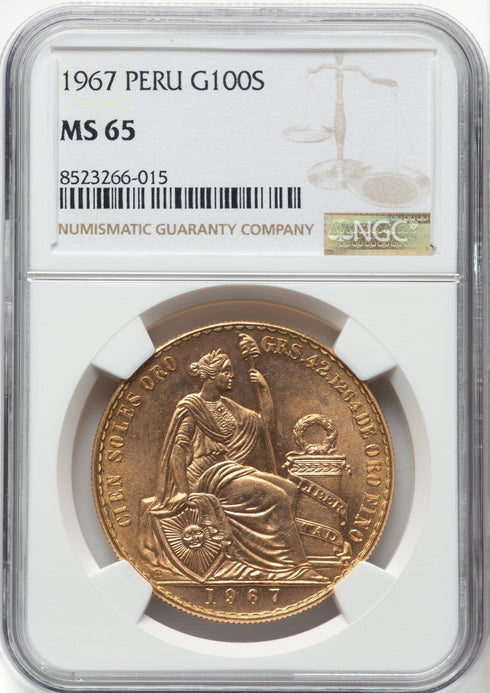 ペルー 1967年 女神座像 100ソル金貨 MS65:8523266-015