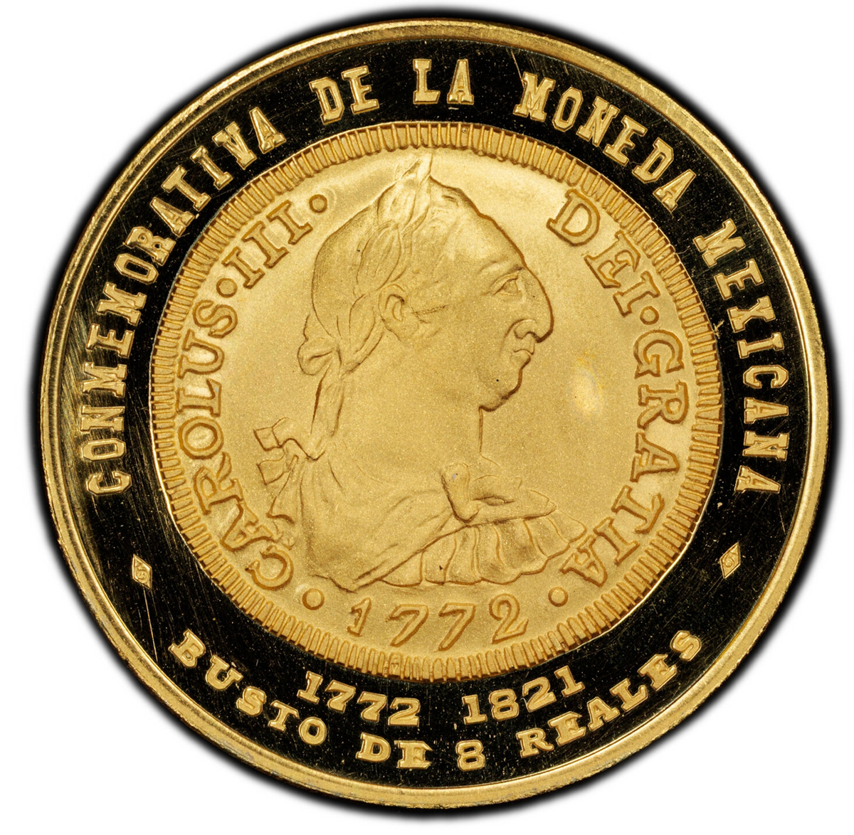 メキシコ 1973年 8レアル制定 200周年記念 金メダル SP69：54161532