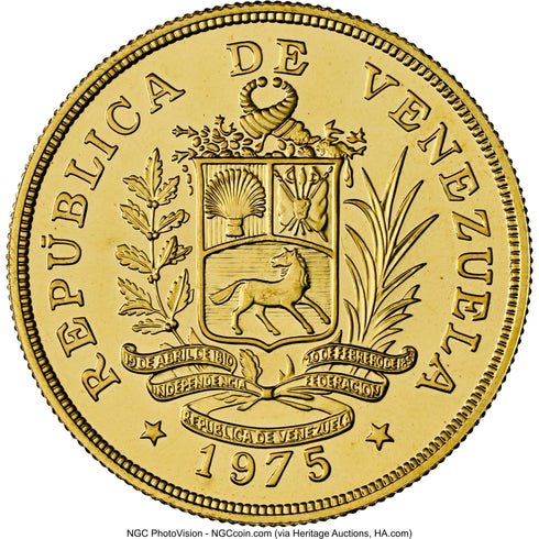 ベネズエラ 1975年 自然保護シリーズ アンデスイワドリ 1000ボリバル金貨 MS66:8662809-005