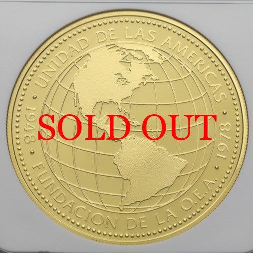 パナマ 1978年 米州機構設立30周年記念 500バルボア金貨 PF69UCAM:8236074-001