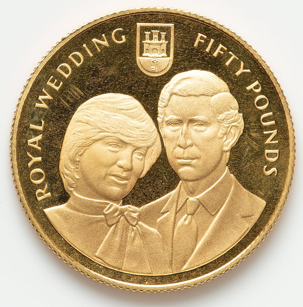イギリス領ジブラルタル 1981年 ダイアナ妃/チャールズ皇太子 ご成婚記念 50ポンド金貨 裸:未鑑定