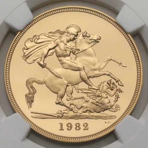 イギリス 1982年 エリザベス2世 5ポンド金貨 PF69UCAM:6769431-001-UNIVERSAL COIN