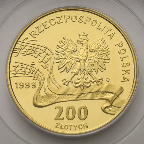 ポーランド 1999年 フレデリック・ショパン没後150周年記念 200ズウォティ金貨 PR68DCAM:21694332