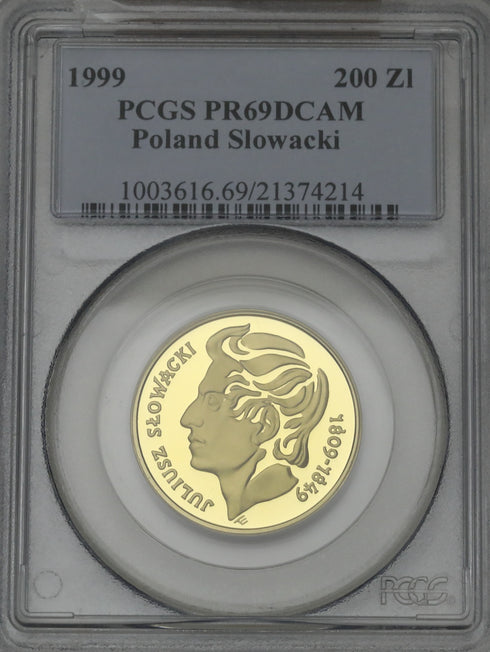 ポーランド 1999年 ユリウシュ・スウォヴァツキ 没後150周年記念 200ズウォティ金貨 PR69DCAM:21374214