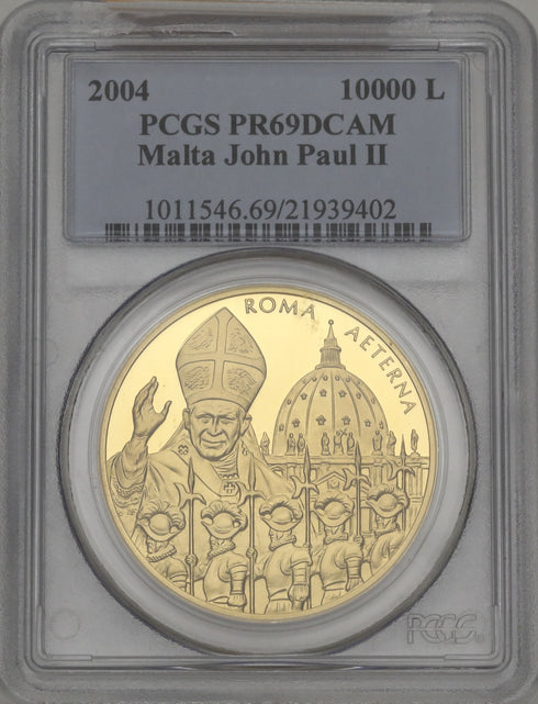 マルタ共和国 2004年 ヨハネ・パウロ2世と騎士 10000リレ金貨 5枚セット PR69DCAM:21939402