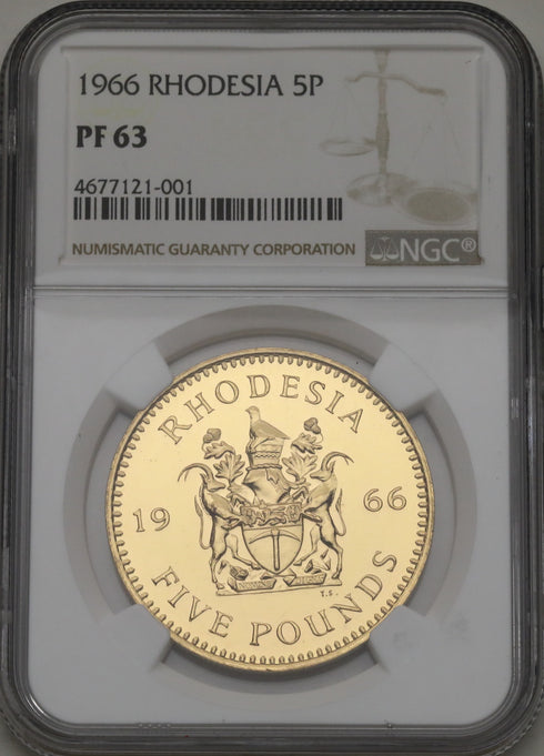 イギリス領ローデシア 1966年 エリザベス2世 5ポンド金貨 3枚セット PF63 : 4677121-001