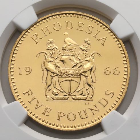 イギリス領ローデシア 1966年 エリザベス2世 5ポンド金貨 3枚セット PF63 : 4677121-001