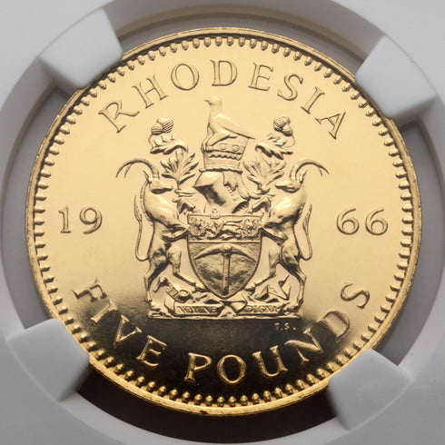 イギリス領ローデシア 1966年 エリザベス2世 5ポンド金貨 3枚セット PF63 : 4677121-001