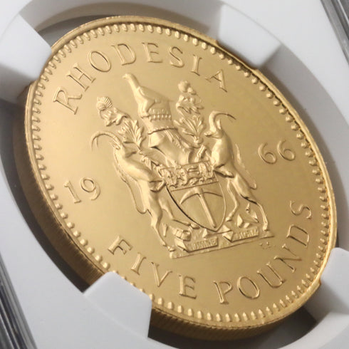 イギリス領ローデシア 1966年 エリザベス2世 5ポンド金貨 3枚セット PF63 : 4677121-001
