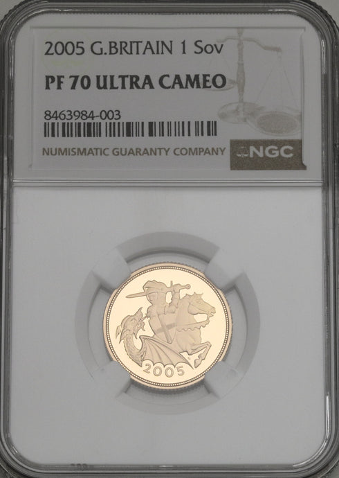 イギリス 2005年 ナイト&ドラゴン ソブリン金貨 PF70UCAM:8463984-003