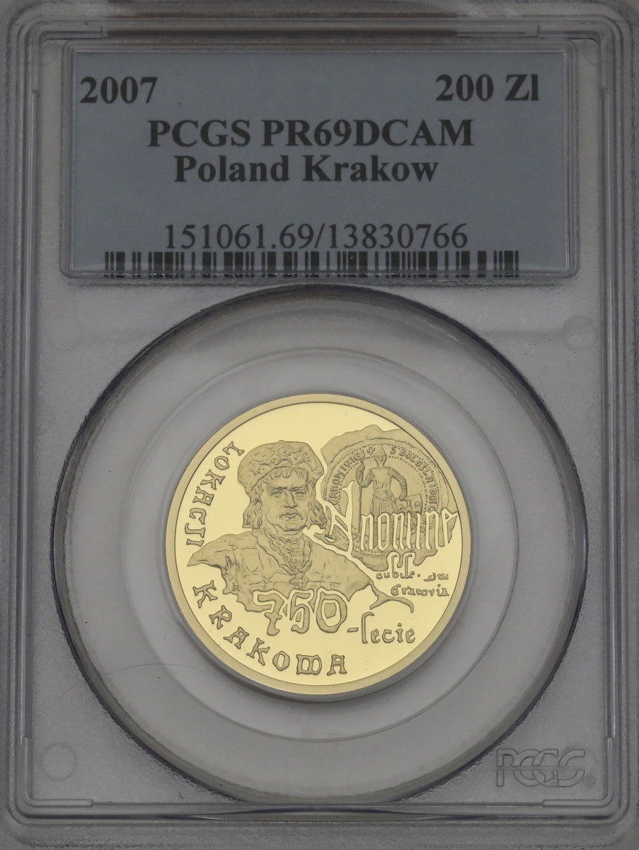 ポーランド 2007年 クラクフ市制定1250周年記念 200ズウォティ金貨