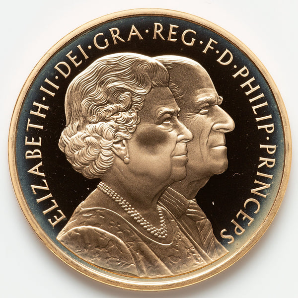 イギリス 2007年 エリザベス2世/フィリップ殿下 ご成婚60周年記念 5ポンド金貨 裸:未鑑定