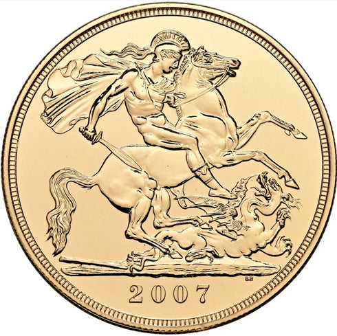 イギリス 2007年 エリザベス2世 聖ジョージと竜退治 5ポンド金貨 裸:未鑑定