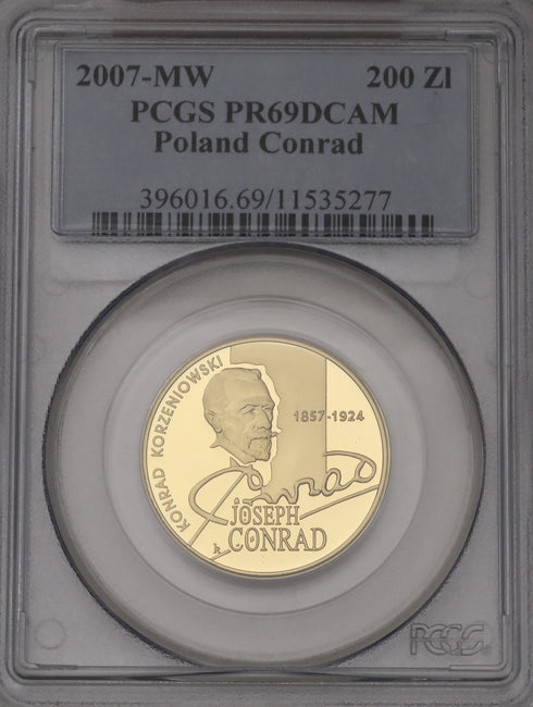 ポーランド 2007年 ジョゼフ・コンラッド生誕150周年記念 200ズウォティ金貨 PR69DCAM:11535277