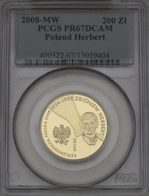 ポーランド 2008年 ズビグニェフ・ヘルベルト没後10周年記念 200ズウォティ金貨 PR67DCAM:13059404