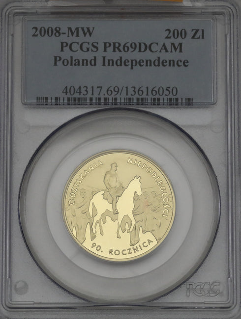 ポーランド 2008年 独立90周年記念 200ズウォティ金貨 PR69DCAM:13616050