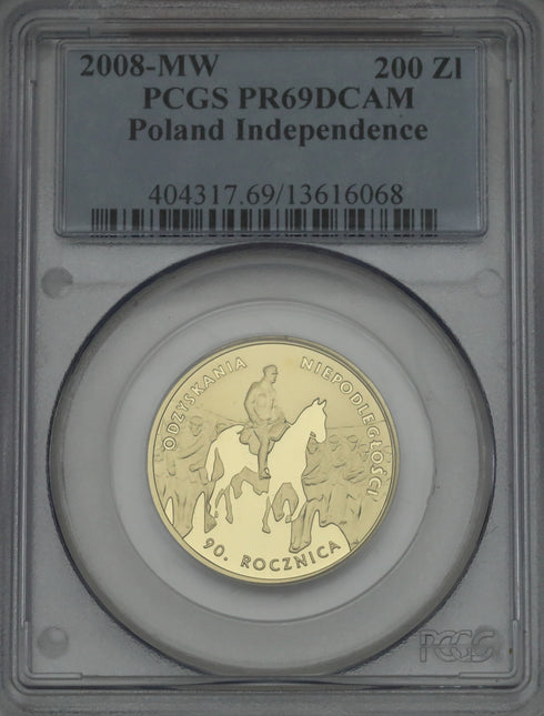 ポーランド 2008年 独立90周年記念 200ズウォティ金貨 PR69DCAM:13616068