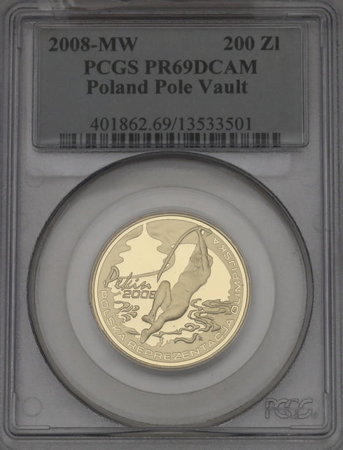 ポーランド 2008年 北京オリンピック開催記念 棒高跳び 200ズウォティ金貨 PR69DCAM:13533501