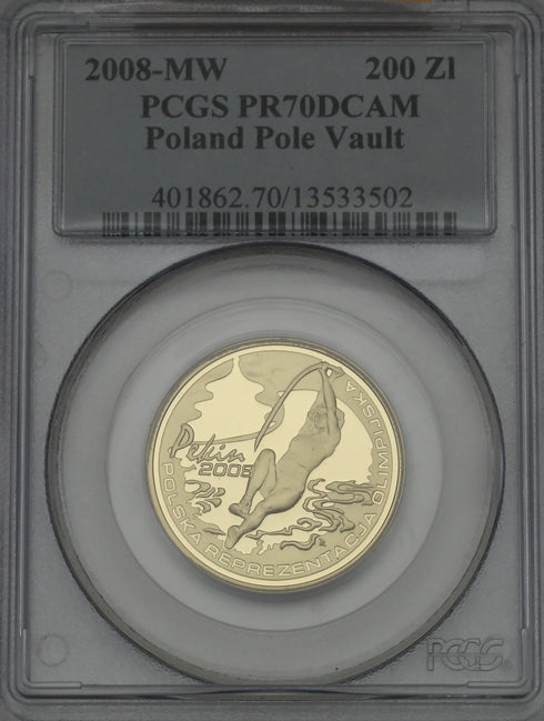 ポーランド 2008年 北京オリンピック開催記念 棒高跳び 200ズウォティ金貨 PR70DCAM:13533502