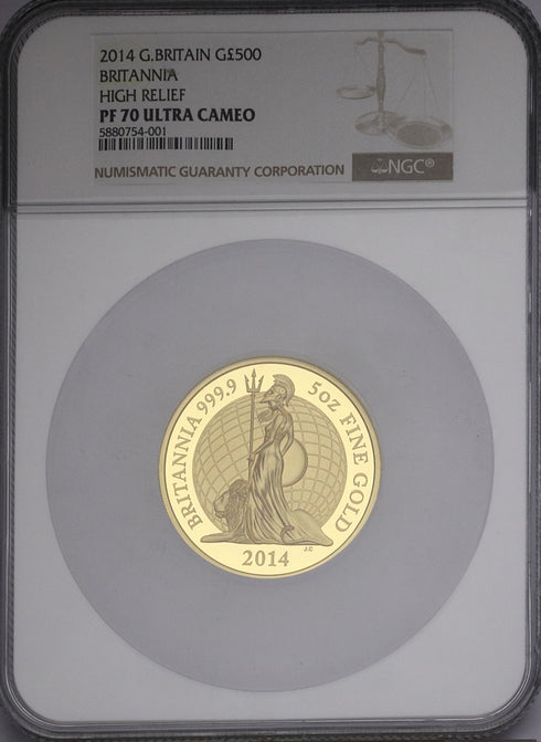 イギリス 2014年 ブリタニア 500ポンド(5oz)金貨 PF70UCAM:5880754-001-UNIVERSAL COIN