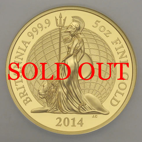 イギリス 2014年 ブリタニア 500ポンド 5oz 金貨 PF70UCAM:5880754-001